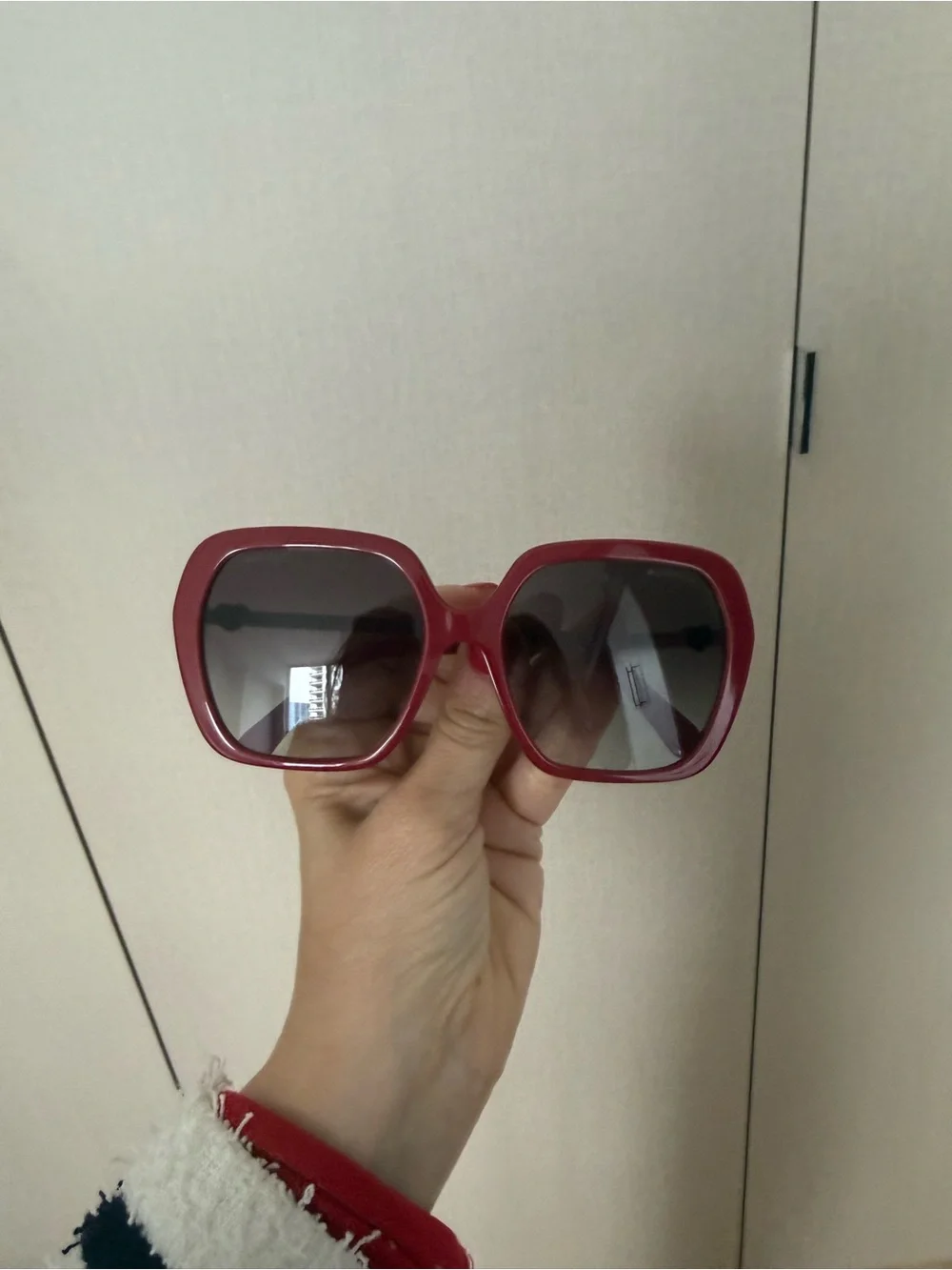 CHANEL Cherry Red Oversized Square Sunglasses